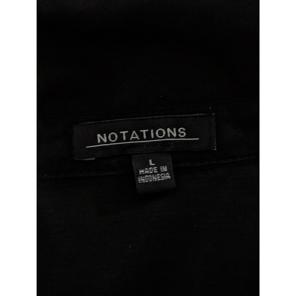 Notations Black Button Down Shirt Roll Tab Long Sleeve Career Top Size L - Picture 5 of 6